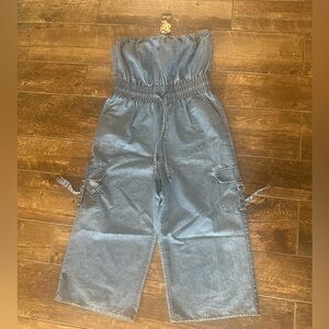 NWT Hint of Blush Stylish Blue Denim Jumpsuit